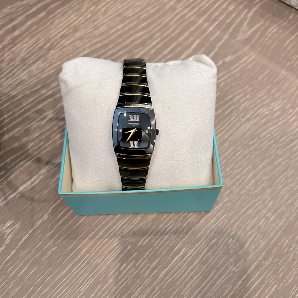 Ladies ceramic and gold tone wittnauer watch